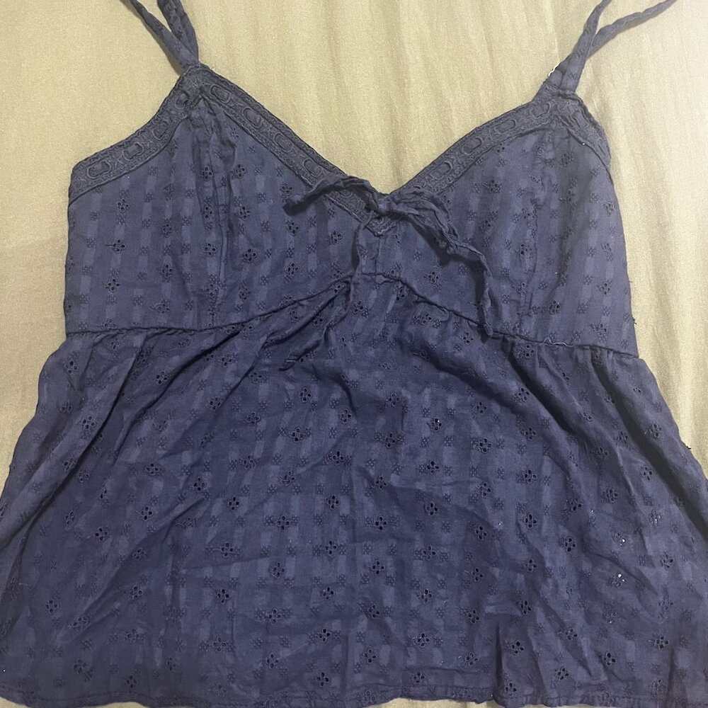 Hollister Babydoll Top (Navy, Size M)